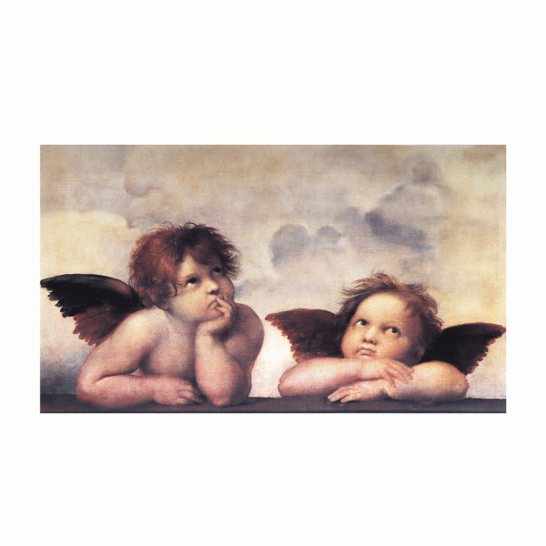 Kunstdruck Zwei Cherub-Engel auf Baumwoll-Köper PANEL - multicolor