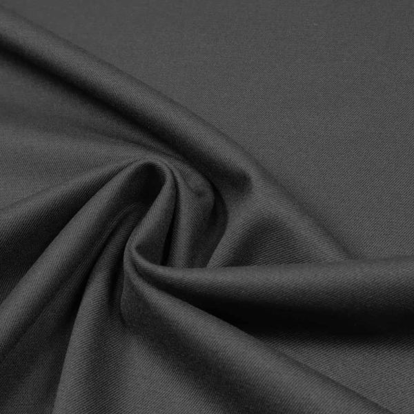 Kostümstoff Schurwolle-Polyester Mix Twill uni - schwarz