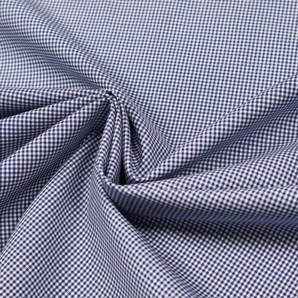 Hemden- und Blusenstoff kleines Vichy- Karo - weiss/marineblau
