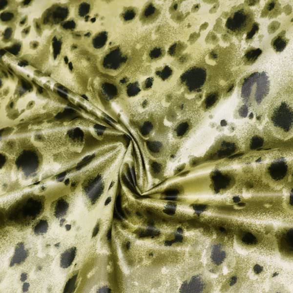 Jackenstoff mit Leopardenmuster - hellgelb/olivgrün/schwarz