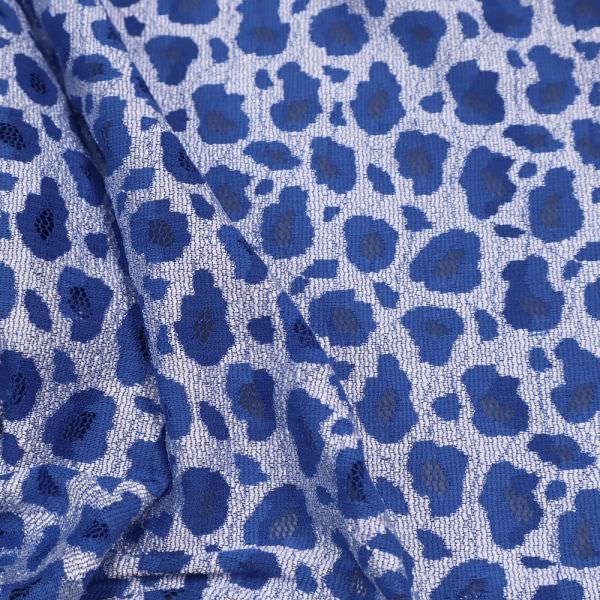 Spitze mit Leoparden-Muster - königsblau/weiss