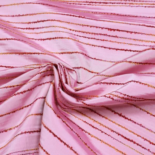 Taft Changierend & Bouclé-Garn Streifen - pink/weiss/bordeaux/orange/rot