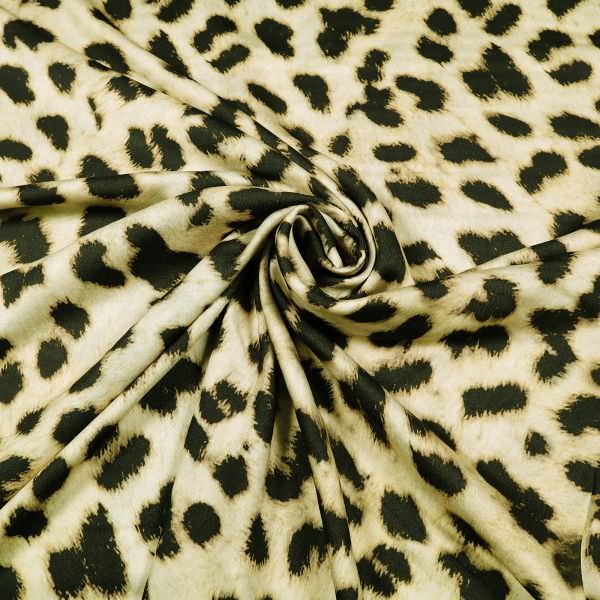 Viskosestoff mit Leopardenmuster - beige/braun/schwarz