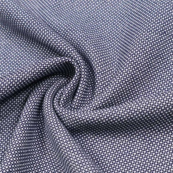 Hemdenstoff Baumwolle-Polyester Mix kleines Muster - dunkelblau/weiss