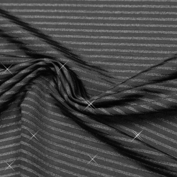 Slinky-Jersey mit Lurex quergestreift - schwarz/silber