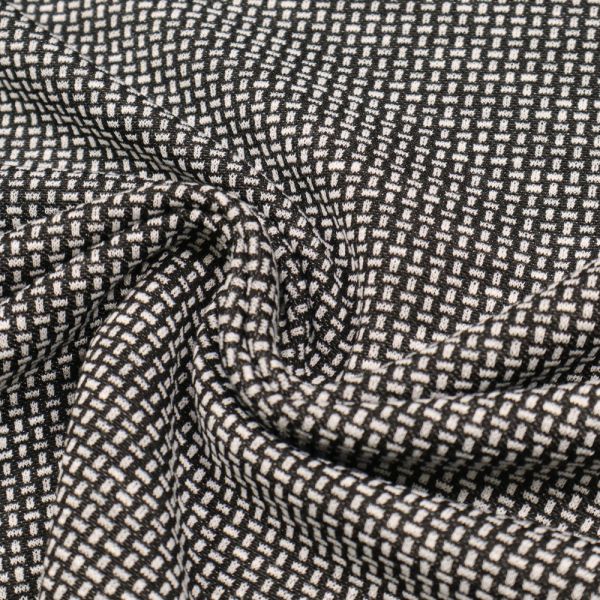 Stretch Feinstrick Jacquard kleines Muster - schwarz/wollweiss