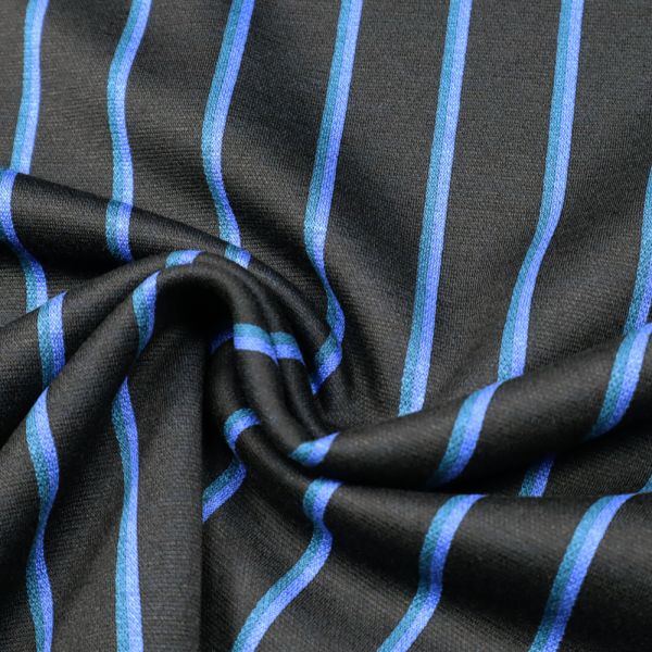 Stretch Feinstrick Jacquard Streifen - schwarz/blau/dunkelgrün